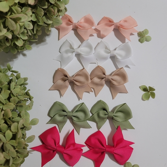 Other - NWT Bow Hair Clips Hairbows Girls Toddlers Fashion Wedding Equestrian Prep Peach